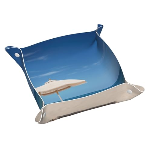 Relaxed Beach Leder-Aufbewahrungstablett, elegant, luxuriös, Nachttisch, dekoratives Tablett, Caddy Box von WOPQS