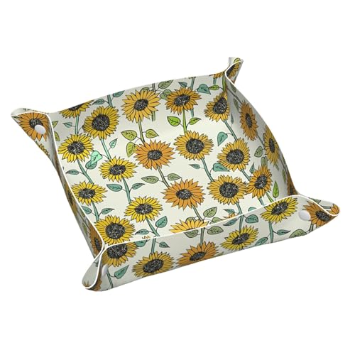 Romantisches Tablett aus Leder, Sonnenblumen, elegant, luxuriös, Nachttisch, dekoratives Tablett Romantisches Tablett aus Leder, Sonnenblumen, elegant, luxuriös, Nachttisch, dekoratives Tablett von WOPQS