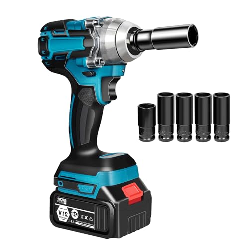 WOQLIBE Akku Schlagschrauber Set 1/2" 520Nm Ratschen Schrauber Kompatibel Impact Wrench für 18V Akkuschlagschrauber - Ohne Akku und Ladegerät von WOQLIBE