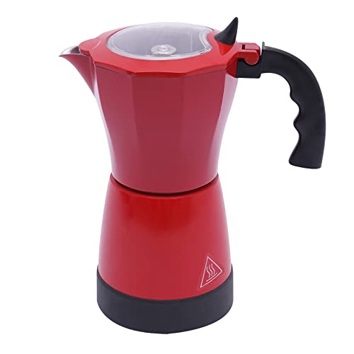 WOQLIBE Espressokocher,Elektrischer Espresso Kocher mit Basis für 6 Espressotassen: 300 ml,480W,Aluminiumlegierung (Rot) von WOQLIBE