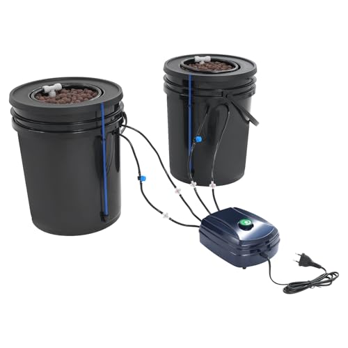 WOQLIBE Hydroponic System, DWC Hydroponics Grow System, 5 Gallonen Tiefwasserkultur - 2 Eimern und Topf-Tropfkit, Hydroponisches Anbausystem für Blumen, Gemüse, Obst, 12W WOQLIBE Hydroponic System, DWC Hydroponics Grow System, 5 Gallonen Tiefwasserkultur - 2 Eimern und Topf-Tropfkit, Hydroponisches Anbausystem für Blumen, Gemüse, Obst, 12W von WOQLIBE