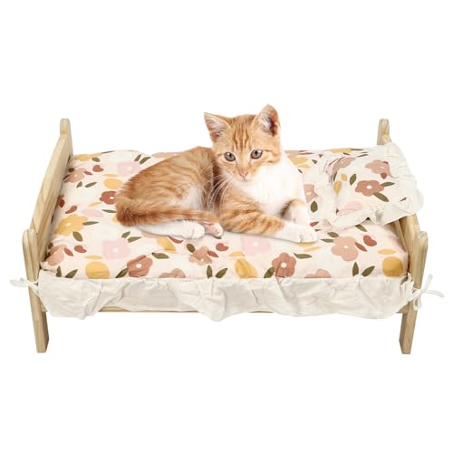 WOQLIBE Katzenbett Holz,Hundebett - 79×55×30cm DIY Haushalt Katzennest Holzbett für kleine Katzen und Hunde bis zu etwa 27,5 Pfund von WOQLIBE