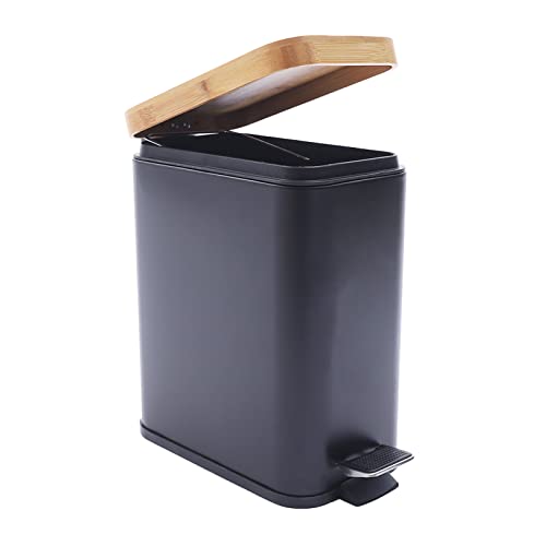 WOQLIBE Mülleimer Abfalleimer 5L Tretmülleimer für das Bad, Schlafzimmer Oder Büro (schwarz) von WOQLIBE