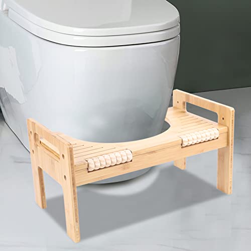 WOQLIBE Toilettenhocker Holz klohocker Erwachsene toilettenhocker aus Bambus WC Hocker Holz Massagedesign Hämorrhoiden Verstopfung Blähungen von WOQLIBE