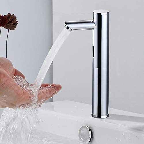 Wasserhahn mit Sensor Automatischer Wasserhahn Berührungsloser Wasserhahn Infrarot Automatischer Sensor Wasserhahn für Bad Waschbecken Armatur (20CM) von WOQLIBE