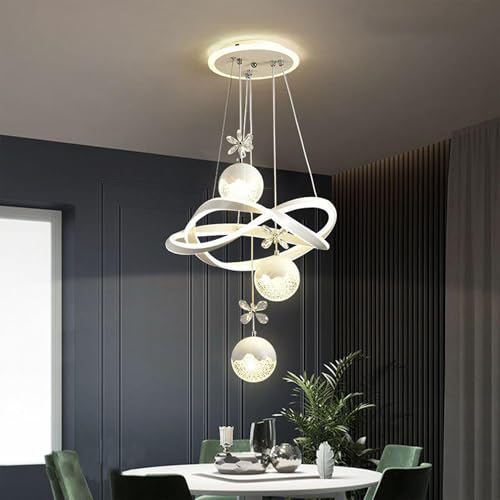 WOQuju Esszimmer Kristall Kronleuchter Led Pendelleuchte Mit Fernbedienung Höhenverstellbar Für Küche Schlafzimmer Eingang Wohnzimmer von WOQuju