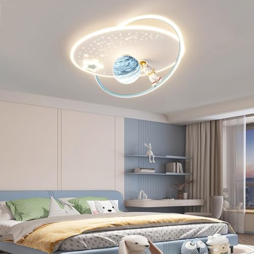 WOQuju Moderne Deckenleuchte Einfacher Mond Astronaut Kronleuchter Dimmbar Deckenleuchte Mit Fernbedienung Led Deckenlampe Für Kinderzimmer,Lampe Schlafzimmer (Size : B) von WOQuju