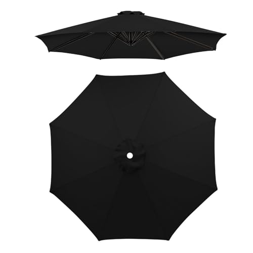 2.0m 2.5m 2.7m 3.0m Ersatzabdeckung Für Sonnenschirm, 6/8 Streben Ersatz-Sonnenschirm Überdachung, Terrassenschirm Regenschirm Ersatzdach, UV-Schutz, Wasserdicht(Black,2.7M/6Ribs) von WORDFUN