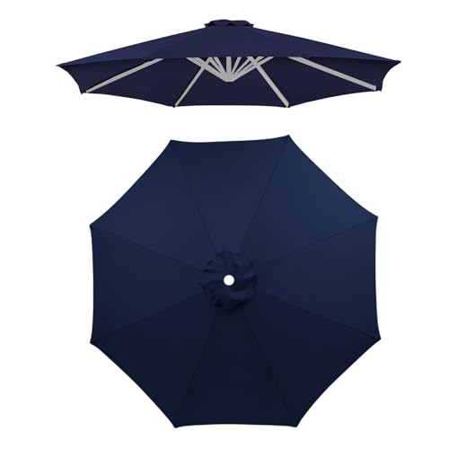 2.0m 2.5m 2.7m 3.0m Ersatzabdeckung Für Sonnenschirm, 6/8 Streben Ersatz-Sonnenschirm Überdachung, Terrassenschirm Regenschirm Ersatzdach, UV-Schutz, Wasserdicht(Navy blue,2.3M/8Ribs) von WORDFUN