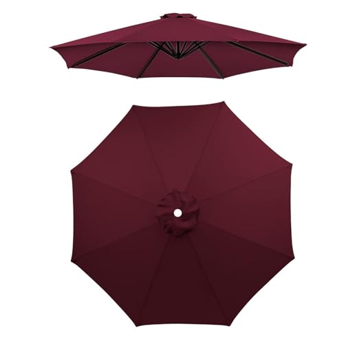 2.0m 2.5m 2.7m 3.0m Ersatzabdeckung Für Sonnenschirm, 6/8 Streben Ersatz-Sonnenschirm Überdachung, Terrassenschirm Regenschirm Ersatzdach, UV-Schutz, Wasserdicht(Wine red,2.5M/6Ribs) von WORDFUN