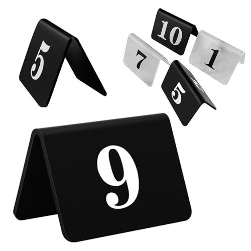 Acryl Tischnummern Beschilderung, Doppelseitig Nummeriertes Tischschild, Stapelbare Platzkarten Tisch Zahlenkarte, Für Hochzeit Party Bankette Empfänge Abendessen(Black Frosted,1-100) von WORDFUN