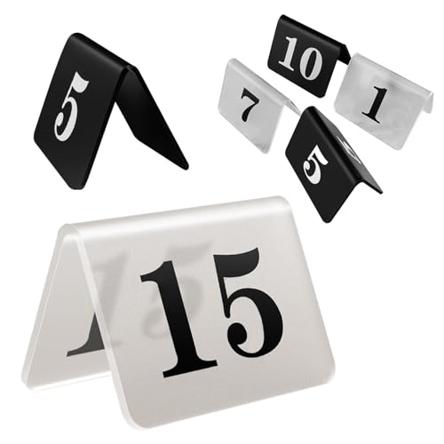 Acryl Tischnummern Beschilderung, Doppelseitig Nummeriertes Tischschild, Stapelbare Platzkarten Tisch Zahlenkarte, Für Hochzeit Party Bankette Empfänge Abendessen(Clear Frosted,1-50) von WORDFUN