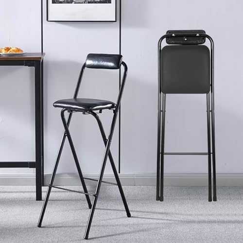 Barhocker Klappbar Mit Rückenlehne, Runder Gepolsterter Frühstücksstuhl, Tragbarer Hocker Klappstuhl, Belastbarkeit 150 Kg, Metallhocker Für Erwachsene, 50/55/60/65/70/75 cm Sitzhöhe(Black,H70cm) Barhocker Klappbar Mit Rückenlehne, Runder Gepolsterter Frühstücksstuhl, Tragbarer Hocker Klappstuhl, Belastbarkeit 150 Kg, Metallhocker Für Erwachsene, 50/55/60/65/70/75 cm Sitzhöhe(Black,H70cm) von WORDFUN