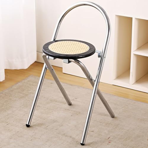 Faltbarer Barhocker Hochstuhl Für Erwachsene, Hoher Klappstuhl Mit Rückenlehne Und Fußstütze, Sitzhöhe 45/65/75cm, Belastbarkeit 150kg, Barstuhl Für Küche, Esszimmer, Bar, Cafés(Black,H45cm) von WORDFUN