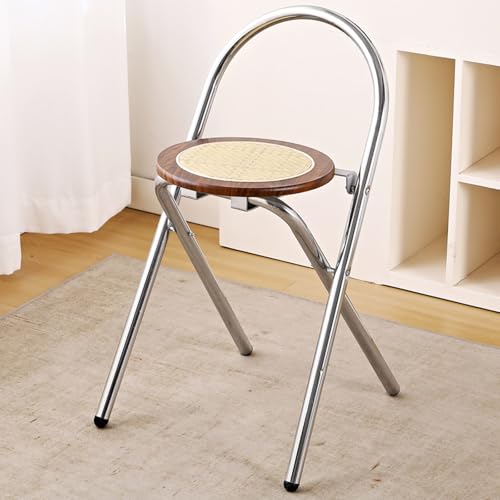 Faltbarer Barhocker Hochstuhl Für Erwachsene, Hoher Klappstuhl Mit Rückenlehne Und Fußstütze, Sitzhöhe 45/65/75cm, Belastbarkeit 150kg, Barstuhl Für Küche, Esszimmer, Bar, Cafés(Walnut,H65cm) von WORDFUN