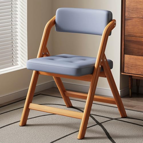 Klappstühle Gepolstert, Klappbarer Esszimmerstuhl Mit Kissen, Konferenzstuhl, Schreibtischstuhl, Besucherstuhl, Küchenstuhl Mit Stahlrahmen, Für Küche, Büro, Hochzeit Und Party(Walnut+blue) von WORDFUN