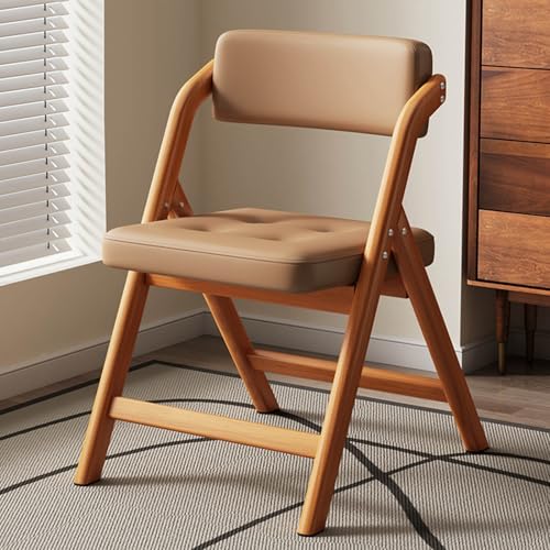 Klappstühle Gepolstert, Klappbarer Esszimmerstuhl Mit Kissen, Konferenzstuhl, Schreibtischstuhl, Besucherstuhl, Küchenstuhl Mit Stahlrahmen, Für Küche, Büro, Hochzeit Und Party(Walnut+khaki) von WORDFUN