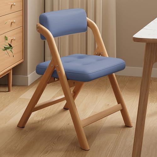Klappstuhl Mit Metallrahmen, Gepolsterter, Besucherstuhl, Küchenstuhl Klappbar, Tragbarer Bürostuhl Mit Lehne, Für Esszimmer, Küche, Hochzeiten Und Veranstaltungen(Log+blue) von WORDFUN