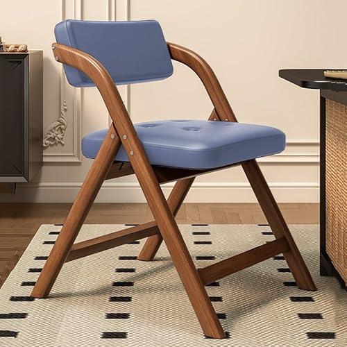Klappstuhl Mit Metallrahmen, Gepolsterter, Besucherstuhl, Küchenstuhl Klappbar, Tragbarer Bürostuhl Mit Lehne, Für Esszimmer, Küche, Hochzeiten Und Veranstaltungen(Walnut+blue) von WORDFUN