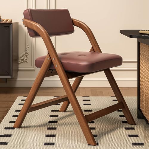 Klappstuhl Mit Metallrahmen, Gepolsterter, Besucherstuhl, Küchenstuhl Klappbar, Tragbarer Bürostuhl Mit Lehne, Für Esszimmer, Küche, Hochzeiten Und Veranstaltungen(Walnut+coffee) von WORDFUN
