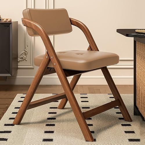 Klappstuhl Mit Metallrahmen, Gepolsterter, Besucherstuhl, Küchenstuhl Klappbar, Tragbarer Bürostuhl Mit Lehne, Für Esszimmer, Küche, Hochzeiten Und Veranstaltungen(Walnut+khaki) von WORDFUN