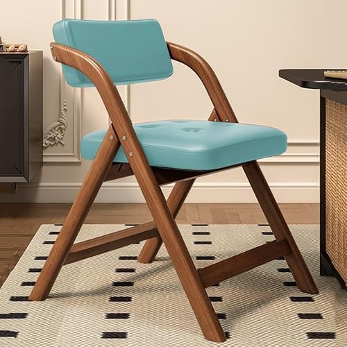 Klappstuhl Mit Metallrahmen, Gepolsterter, Besucherstuhl, Küchenstuhl Klappbar, Tragbarer Bürostuhl Mit Lehne, Für Esszimmer, Küche, Hochzeiten Und Veranstaltungen(Walnut+lake green) von WORDFUN