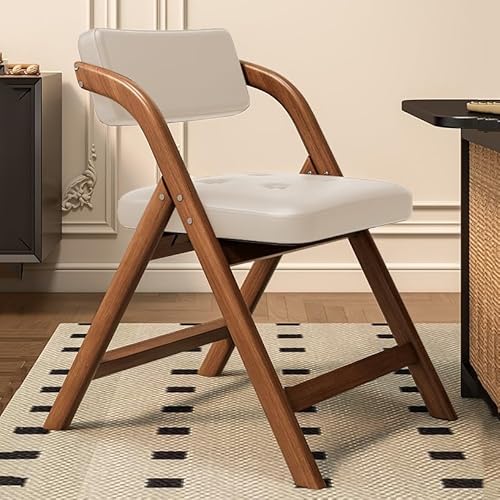 Klappstuhl Mit Metallrahmen, Gepolsterter, Besucherstuhl, Küchenstuhl Klappbar, Tragbarer Bürostuhl Mit Lehne, Für Esszimmer, Küche, Hochzeiten Und Veranstaltungen(Walnut+off-white) von WORDFUN