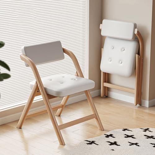 Konferenzstuhl Klappbar, Klappbarer Esszimmerstuhl Mit Kissen, Ergonomisch Schreibtischstuhl, Belastbar Bis 150 Kg, Campingstuhl, Für Gäste, Küche, Büro, Hochzeit Und Party(Log+off-white) von WORDFUN