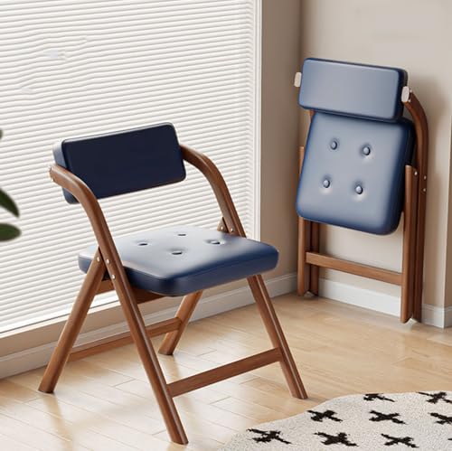 Konferenzstuhl Klappbar, Klappbarer Esszimmerstuhl Mit Kissen, Ergonomisch Schreibtischstuhl, Belastbar Bis 150 Kg, Campingstuhl, Für Gäste, Küche, Büro, Hochzeit Und Party(Walnut+blue) von WORDFUN