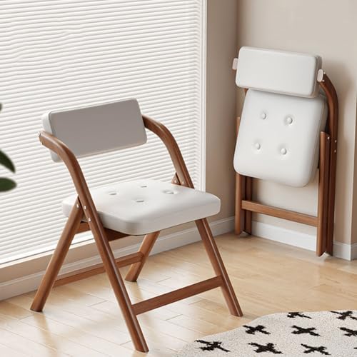 Konferenzstuhl Klappbar, Klappbarer Esszimmerstuhl Mit Kissen, Ergonomisch Schreibtischstuhl, Belastbar Bis 150 Kg, Campingstuhl, Für Gäste, Küche, Büro, Hochzeit Und Party(Walnut+off-white) von WORDFUN