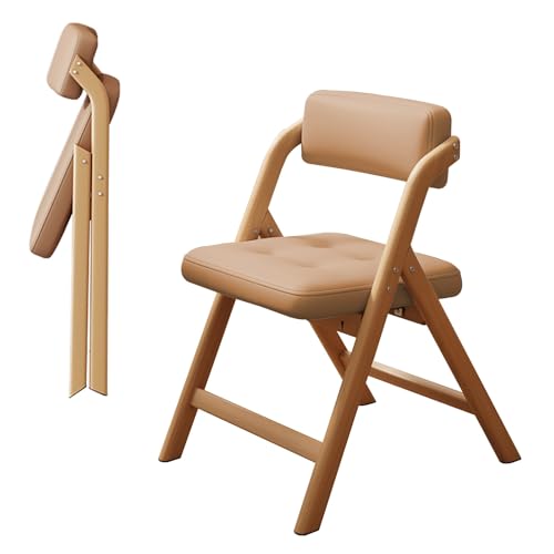 Stühle Klappbar Campingstühle, Esszimmerstühle, Klappstuhl Mit Gepolsterter Sitz, Konferenz-Stuhl, Belastbarkeit 150 Kg, Stabil, Besucherstuhl, Für Haus Büro Garten Balkon Party(Log+khaki) von WORDFUN