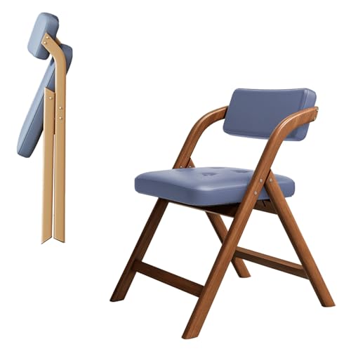 Stühle Klappbar Campingstühle, Esszimmerstühle, Klappstuhl Mit Gepolsterter Sitz, Konferenz-Stuhl, Belastbarkeit 150 Kg, Stabil, Besucherstuhl, Für Haus Büro Garten Balkon Party(Walnut+blue) von WORDFUN