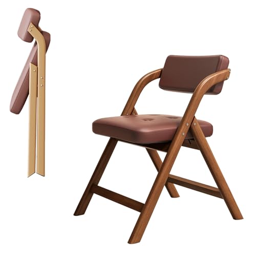 Stühle Klappbar Campingstühle, Esszimmerstühle, Klappstuhl Mit Gepolsterter Sitz, Konferenz-Stuhl, Belastbarkeit 150 Kg, Stabil, Besucherstuhl, Für Haus Büro Garten Balkon Party(Walnut+coffee) von WORDFUN