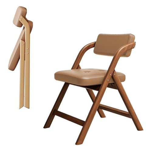 Stühle Klappbar Campingstühle, Esszimmerstühle, Klappstuhl Mit Gepolsterter Sitz, Konferenz-Stuhl, Belastbarkeit 150 Kg, Stabil, Besucherstuhl, Für Haus Büro Garten Balkon Party(Walnut+khaki) von WORDFUN