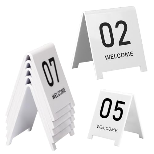 Tischnummern 1-20 1-50 1-100 Doppelseitige Zahlenkarten, Acryl Restaurant Hochzeits Sitzkarte, Stapelbare Platzkarten, Für Party, Abendessen, Geburtstag, Cafés, Bars(White,1-20) von WORDFUN