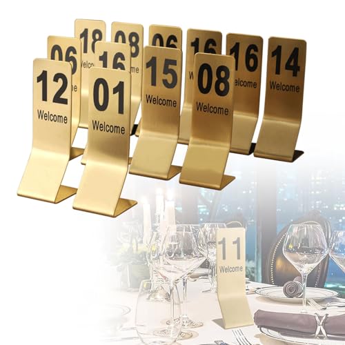 Tischnummern Aus Edelstahl, 1-10 1-20 Tischkarten Tischschilder, Stapelbare Doppelseitig Platzkarten, Tischnummernkarten Schild, Für Bankett, Restaurants, Bars, Weddings Tischdeko(1-20) von WORDFUN