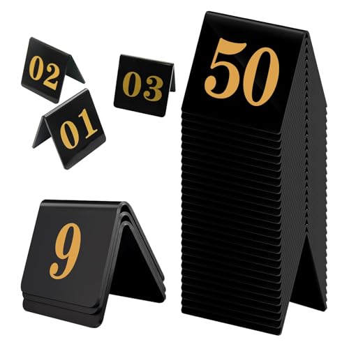 Tischnummern Hochzeit, Doppelseitig, 1-25 1-50 1-100 Acryl Tischnummernschilder Beschilderung, Stapelbare Platzkarten, Für Restaurants, Cafés, Bars Und Persönliche Anlässe(1-50) von WORDFUN