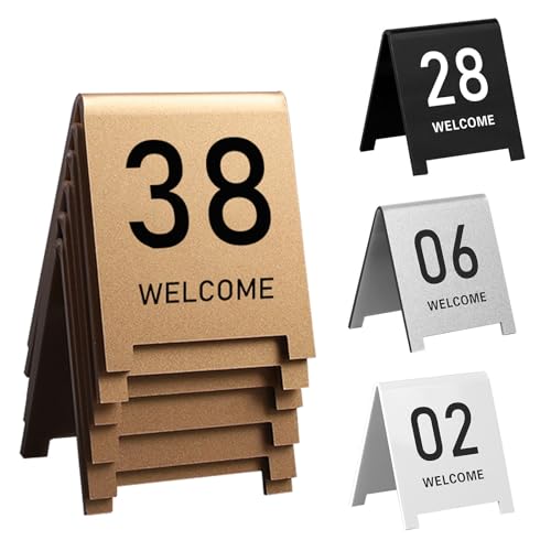 Tischnummern Hochzeit Sitzplan Tischkarten, 1-20 1-50 1-100 Acryl Tischnummernschilder, Doppelseitig Stapelbare Tisch Zahlenkarte, Number Karten Platzkarten, Platzsparend(Gold,1-100) von WORDFUN