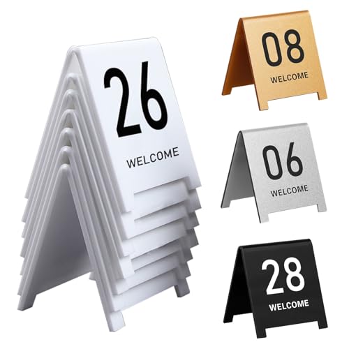 Tischnummern Hochzeit Sitzplan Tischkarten, 1-20 1-50 1-100 Acryl Tischnummernschilder, Doppelseitig Stapelbare Tisch Zahlenkarte, Number Karten Platzkarten, Platzsparend(White,1-20) von WORDFUN