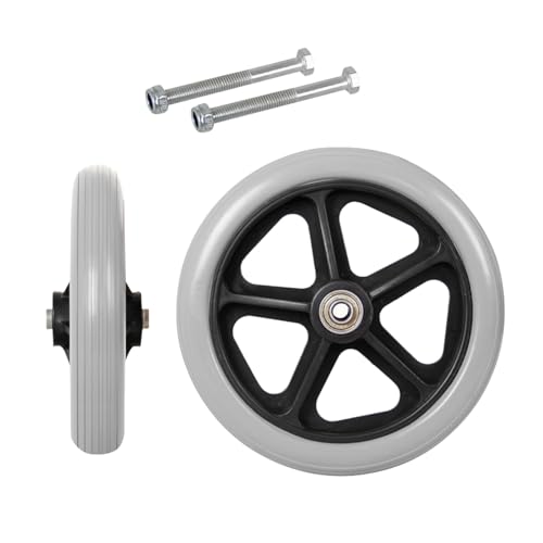 WORDFUN 2 Stück Rollstuhlrollen, Ersatzräder Rollstuhl Vorderrad, Ersatz Lenkrollen Für Rollstuhl, Front Caster Rollator, Mit Lager Und Gewindestange, 100 Kg Tragkraft, Lagerloch 8 Mm von WORDFUN