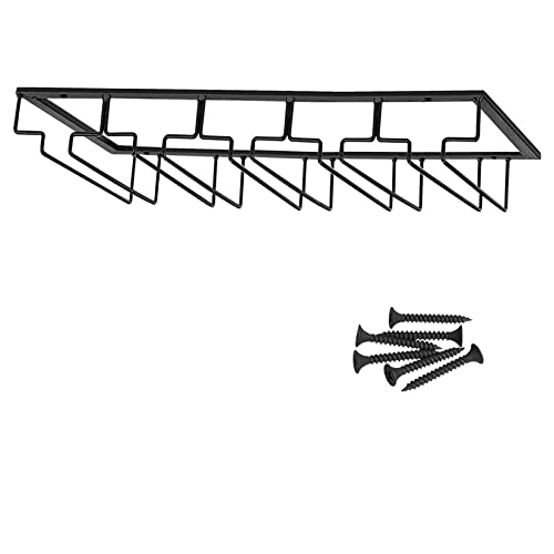 WORDFUN 5 Reihige Stielgläserregal Mit Schrauben Schwarz, Rail Weinglashalter, Glashalter Weinglas Halterung, Kann 6-24 Weingläser Halten, Für Stielgläser, GlasAufhängen Bar Und Küche von WORDFUN