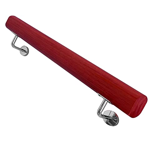 WORDFUN Antis-Rutsch-Handlauf Holz Oval 50 Mm Durchmesser, Innen Rot Verschleißfest Wandhalterung Treppenhandlauf, Hilfs Handlauf Balko, Stabile Unterstützung, Für Badezimmer Toilette von WORDFUN