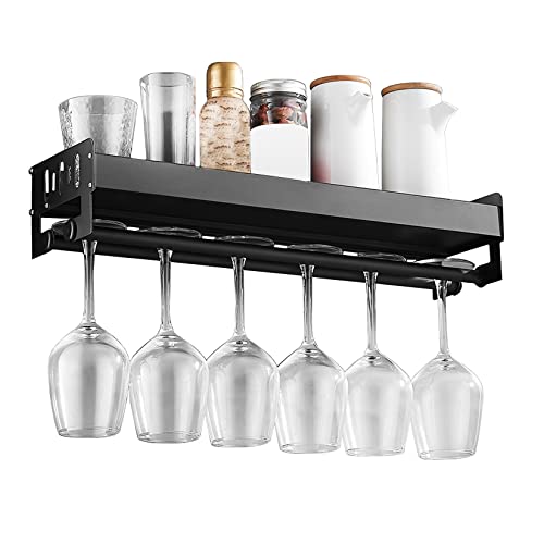 WORDFUN Gläserhalter Wand Montiert Schwarz Doppelschicht Aluminium, GlasWein Champagner Cup Hangers Rack Halter, Multifunktions Display-Ständer, Große Kapazität, Nimmt Keinen Platz Weg von WORDFUN