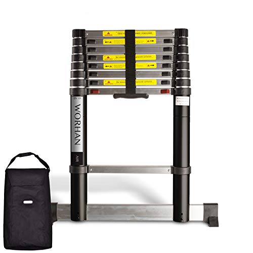 WORHAN® 2.6m Luftabsenkungstechnologie. TELESKOPLEITER ALULEITER ANLEGELEITER ALULEITER ALU TELESKOP Leiter MULTIFUNKTIONS Leiter 260cm 1K2.6Air+Bag von WORHAN