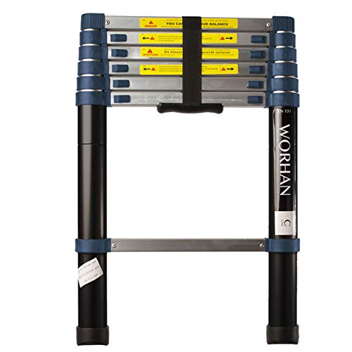 WORHAN® 2m TELESKOPLEITER ANLEGELEITER ALULEITER ALU TELESKOP Leiter MULTIFUNKTIONS Leiter 200cm 1K2C von WORHAN