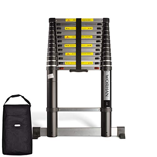 WORHAN® 3.8m Luftabsenkungstechnologie. TELESKOPLEITER ALULEITER ANLEGELEITER ALULEITER ALU TELESKOP Leiter MULTIFUNKTIONS Leiter 380cm 1K3.8Air+Bag von WORHAN