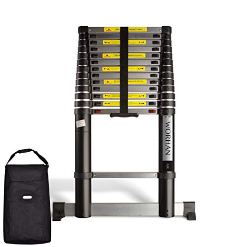 WORHAN® 4.4m Luftabsenkungstechnologie. TELESKOPLEITER ALULEITER ANLEGELEITER ALULEITER ALU TELESKOP Leiter MULTIFUNKTIONS Leiter 440cm 1K4.4Air+Bag von WORHAN