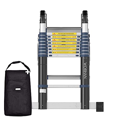 WORHAN 5.6m TELESKOPLEITER ANLEGELEITER KLAPPLEITER MULTIFUNKTTIONS Leiter K5.6+Bag von WORHAN