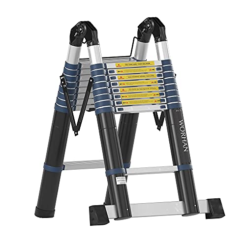 WORHAN® 5.6m TELESKOPLEITER ANLEGELEITER KLAPPLEITER TELESKOP Leiter MULTIFUNKTTIONS Leiter K5.6 von WORHAN