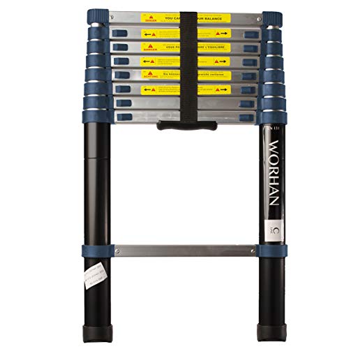 WORHAN® Teleskopleiter Pro Aluminium Aluleiter Leiter Ausziehleiter Belastbarkeit bis zu 150kg Entspricht EN131 1K2.6C von WORHAN